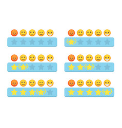 Set Of Star Rating With Stars And Emoji