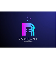 Blue Pink R Alphabet Letter Logo With Dots