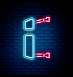 Glowing Neon Line Truck Side Mirror Icon Isolated