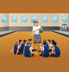 Basketball Coach Talking With His Players