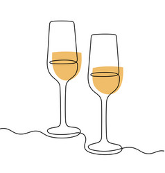 Champagne Glasses One Line