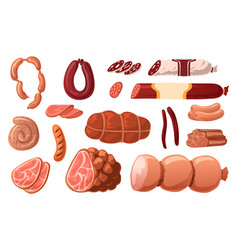 Cartoon Sausages Meat Grocery Assortment Pork