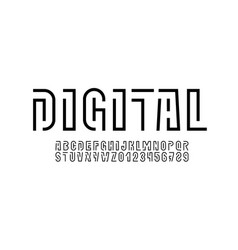 Digital Font Alphabet From Segment Black Line