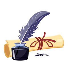 Ink With Feather And Roll Of Parchment Poetry