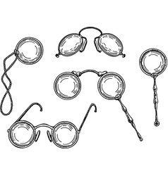 Set Of Optics Pince-nez Lorgnette Monocles