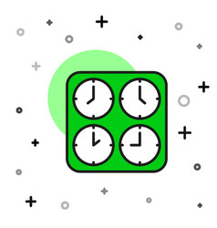 Filled Outline Time Zone Clocks Icon Isolated