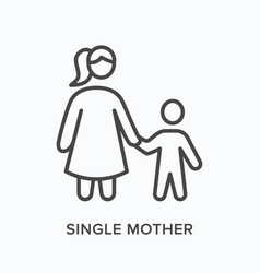 Single Mother Flat Line Icon Outline