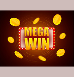 Mega Win Text On Lightbox Gold Coin Casino Bonus