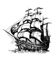 Pirate Ship Hand Drawn Sketch