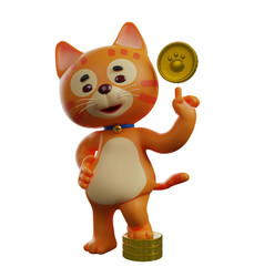 A Rich 3d Cat Cartoon Character Having Much Money