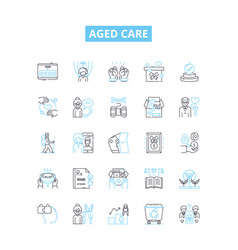 Aged Care Line Icons Set Aging Care