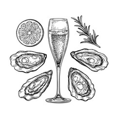 Glass Champagne And Oysters