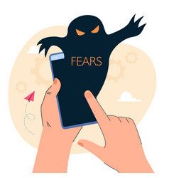 Hands Holding Phone With Scary Monster As Symbol