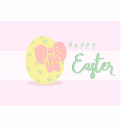 Pink Ribbon On Yellow Egg And Happy Easter