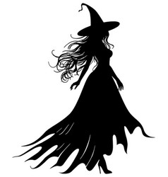 Silhouette Of A Witch With Long Flowing Hair