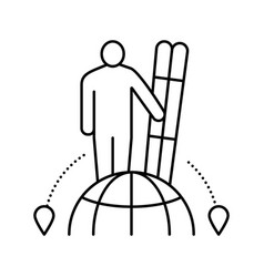 Ski Tourism Line Icon