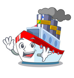 Waving Aerial In Cartoon Cargo Ship View