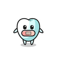 Cartoon Of Tooth With Tape On Mouth