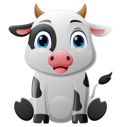 Cute Baby Cow Cartoon Sitting