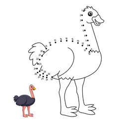 Dot To Ostrich Coloring Page For Kids