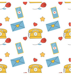 Seamless Pattern Groovy Old Fashioned Phone