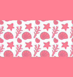 Seamless Pattern With Pink Seashells Corals