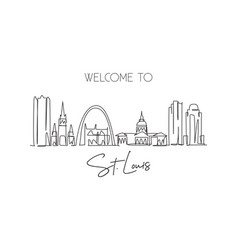 One Single Line Drawing St Louis City Skyline