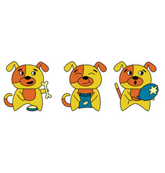 Cartoon Dog Set Of Three Puppies