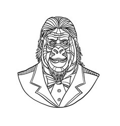 Gorilla Wearing Tuxedo Bust Monoline