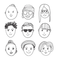 Set of hand drawn faces moods Royalty Free Vector Image