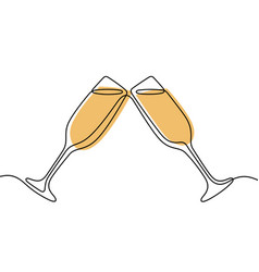 Champagne Glasses One Line