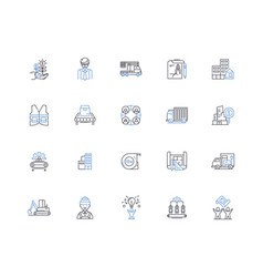 Industrial Site Line Icons Collection Factory