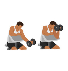 Man Doing One Arm Dumbbell Preacher Curl