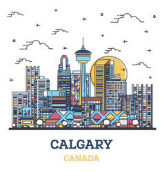 Outline Calgary Canada City Skyline With Colored