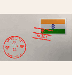 Postage Stamp Envelope With India Flag