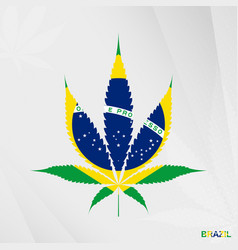 Flag Of Brazil In Marijuana Leaf Shape