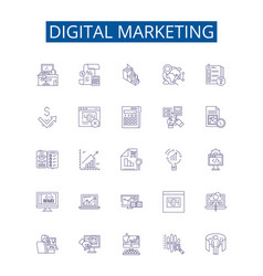 Digital Marketing Line Icons Signs Set Design