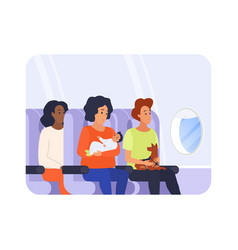 Passengers Sitting In Economy Class Seats Mother