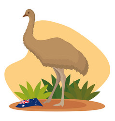 Cute Emu With The Flag Of Australia