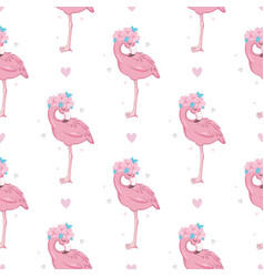 Flamingo Cute Seamless Pattern With Prince