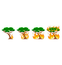 Pixel Tree Combustion Fire Stage