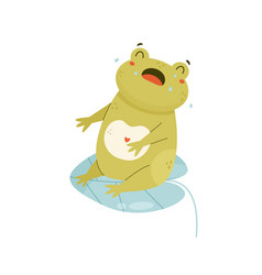 Sad Crying Frog Sitting On A Water Leaf