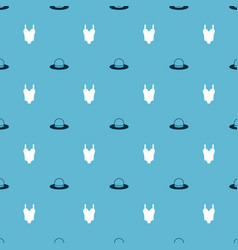 Set Man Hat And Swimsuit On Seamless Pattern