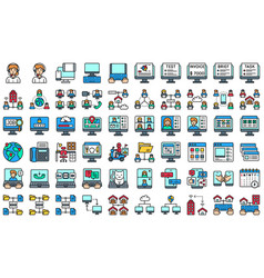 Telecommuting Or Remote Work Filled Icon Set