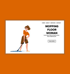 Young Woman Mopping Floor