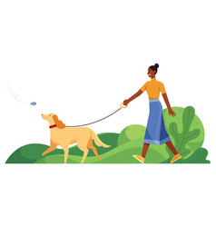 Black Woman Walking Dog