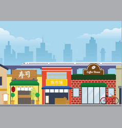 City Street Of Japan In Flat Style