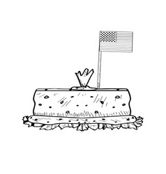 Isolated Meatloaf With A Flag - Outline