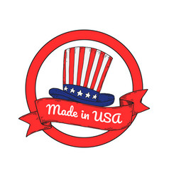 Made Is Usa Label With Hand Drawn Uncle Sam Hat