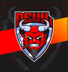 Red Devil Gamer Mascot Character E-sport Logo